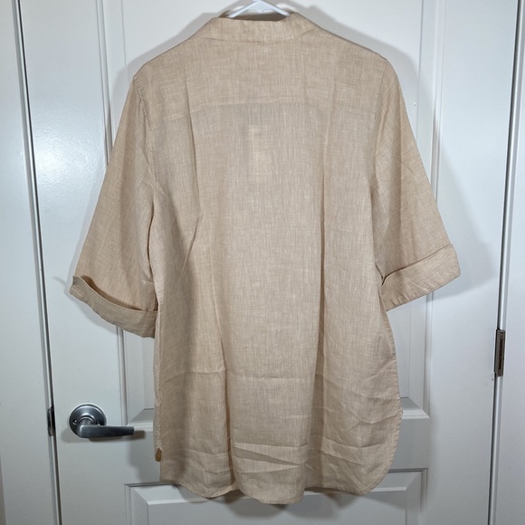 Chico's No-Iron Linen High-Low Shirttail-Hem Tunic - Picture 3 of 4